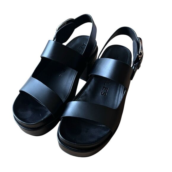 Aerosoles Women’s Platform Clarkson Sandals Black Leather Size 7.5M - Picture 3 of 8